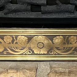 Antique Ornate Solid Brass Fireplace Fender