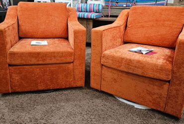 Newly Assembled! Chenille Swivel Accent Chairs
