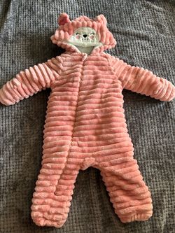 Pink Plush Baby Animal Snowsuit