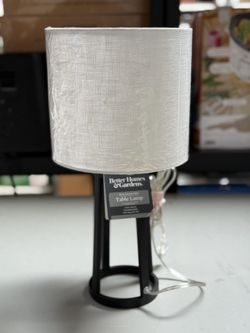 Better Homes & Gardens Matte Black Table Lamp with White Drum Shade