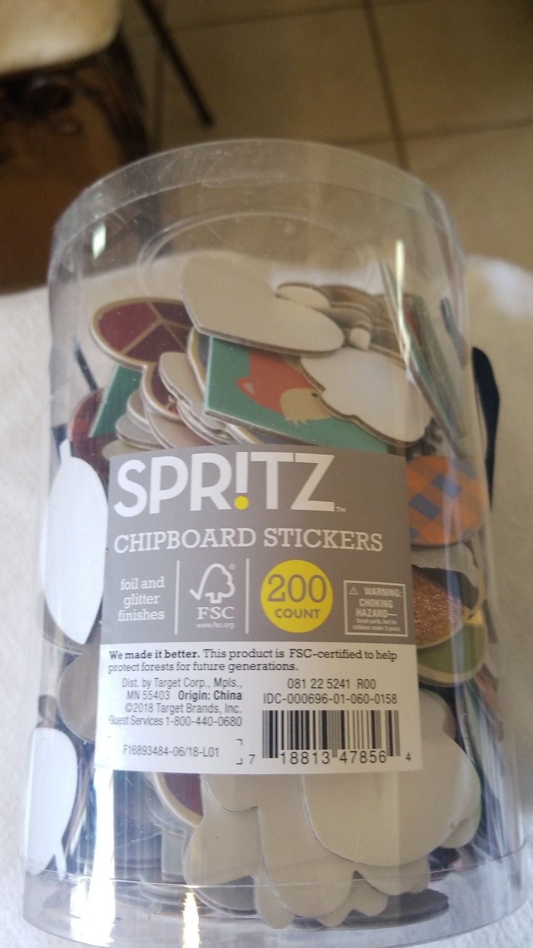 New! 200 PC Spritz Cardboard Stickers