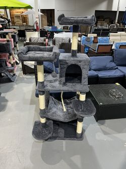 M-New 59in Cat Tree Large Cat Tower with Scratching Posts, Pet Play House Climber Activity Center with Condo and Anti-Dump Device for Kittens/Cats, Da