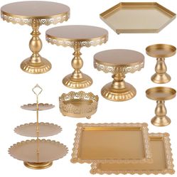 10 Pieces Cake Stands, Metal Gold 