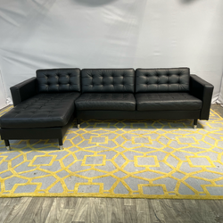 ( Delivery Available ) Ikea Morabo Black Leather Sectional Couch