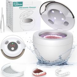 45kHz Ultrasonic Retainer Cleaner Machine, 200ML Denture Cleaner, 4 Modes with Digital Timer Mouth Guard Cleaner for Aligner, Night guard, Braces, Too