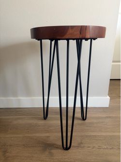 Live Edge Wood Side Table with Hairpin Legs