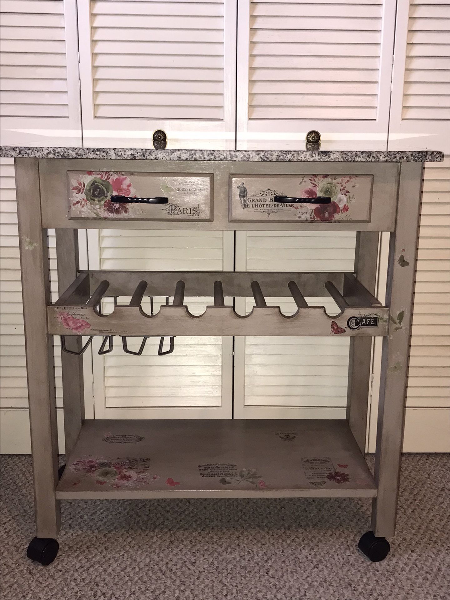 Upcycled winecart/Compact Kitchen Island