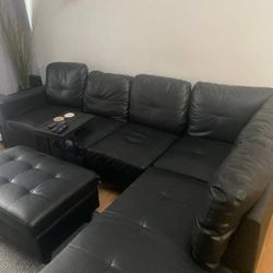 Leather Black Couch 