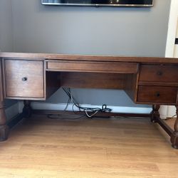 Pottery Barn Aris Executive Wood Desk With 3 Drawers 