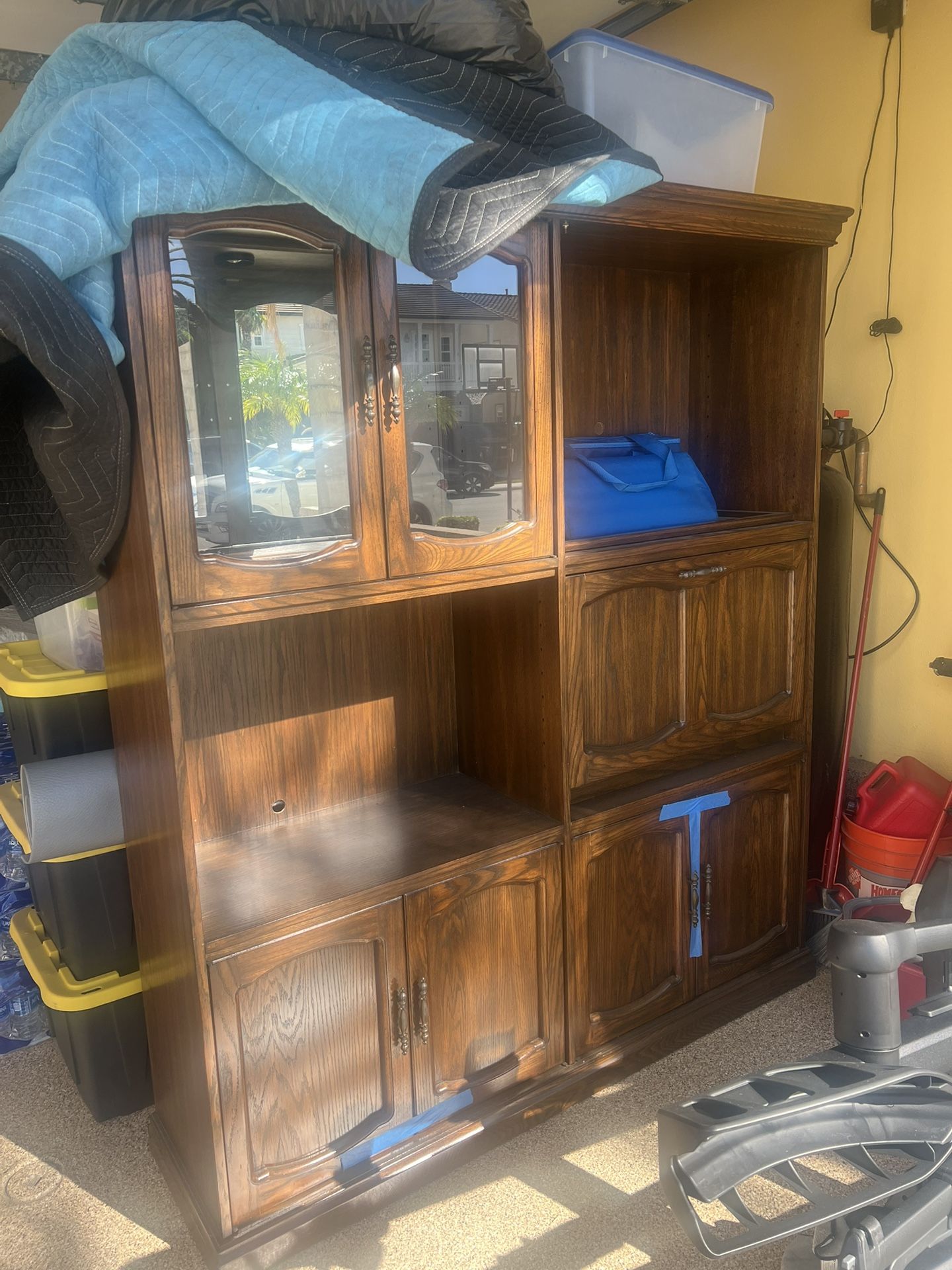 Solid Wood Wall Unit / Entertainment Cabinet – Great Condition