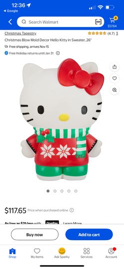 Light Up Christmas Hello Kitty Decoration Statue Yard Decor  Blow Mold Outdoor Indoor Greeter 