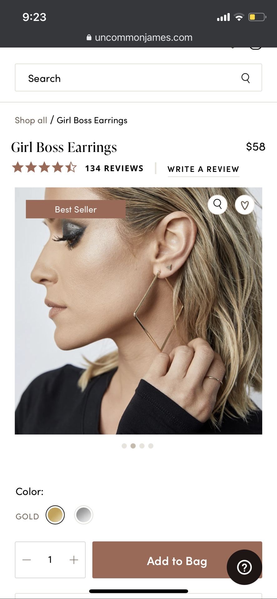 Uncommon James Gold Girl Boss Hoop