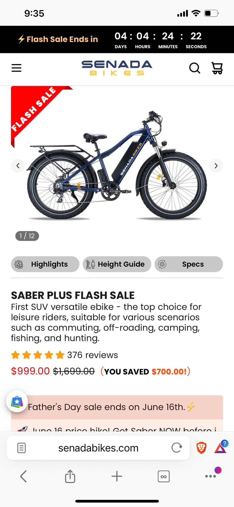 E-bike Senada Saber Plus