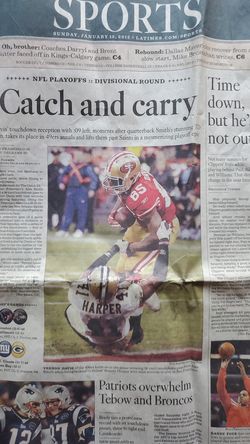 Sports page Los Angeles times for the catch 3 49ers