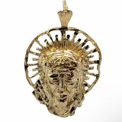 Men’s Or Woman’s 14k Yellow Gold 1.5” Inch Jesus Christ Face Head Pendant For Necklace GP3111420