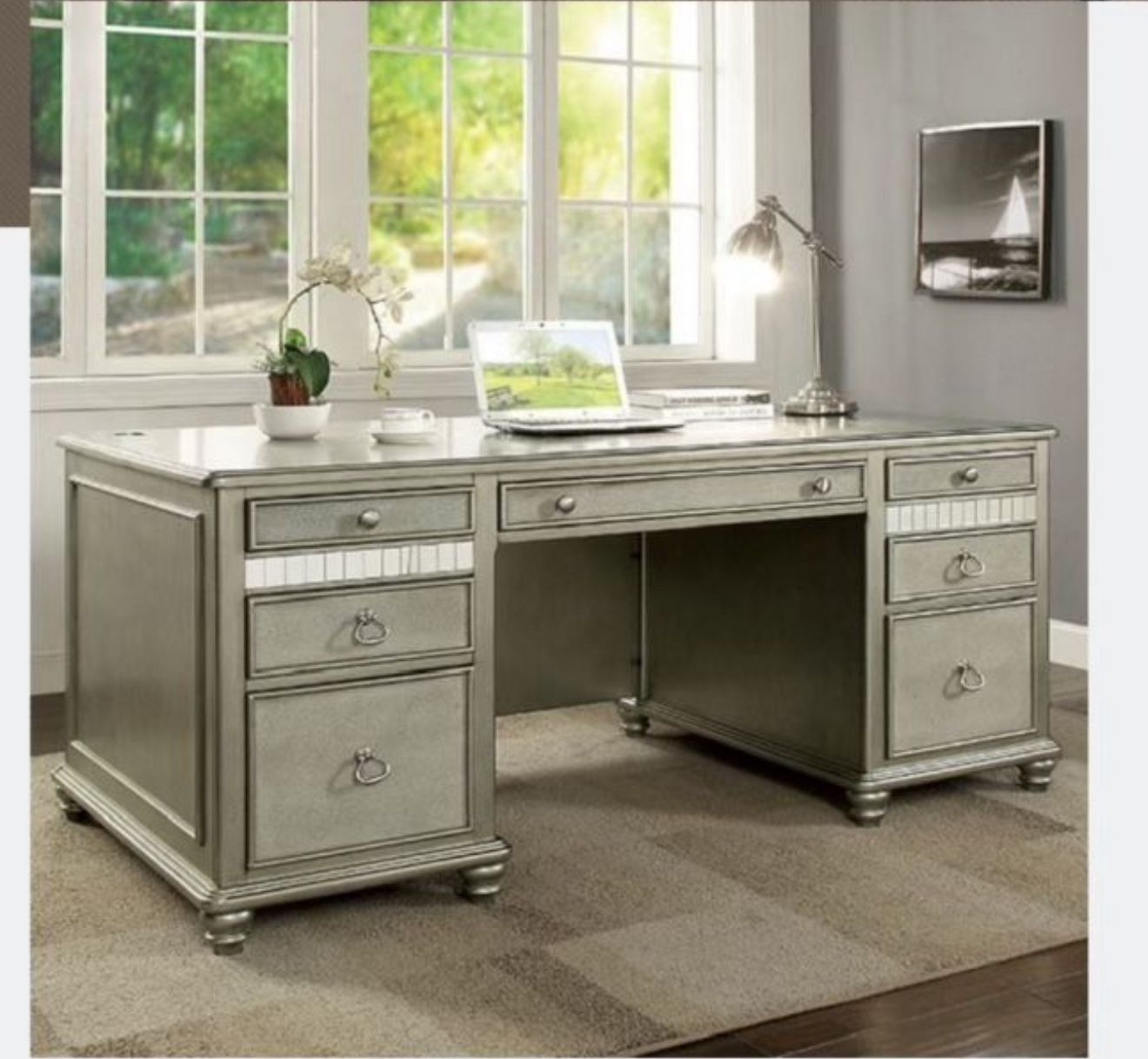 Italian Style Desk And File Cabinet Set