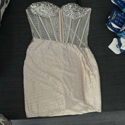 Sparkly Rhinestone Mini Dress – Bodycon Party/Cocktail Dress (Fits Sizes 0–3)