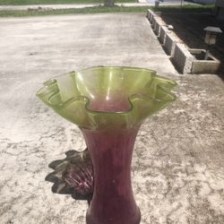Vintage Designer Cranberry & Lime Vase Available Read Description 