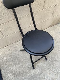 Foldable Seat Black Metal With Padded Seat