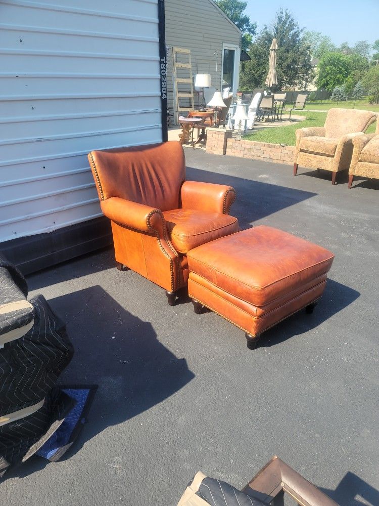 Leather Chair And Ottoman