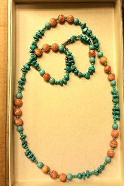 Long turquoise bead necklace