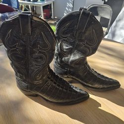 Black Croc Leather Boots