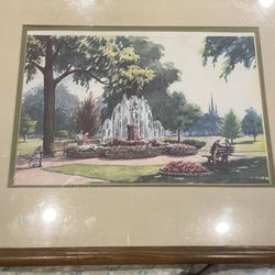 Vintage Print, Fountain In The Park By: Frank W Smith