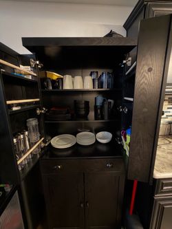 Black Wood Freestanding Kitchen Storage Cabinet