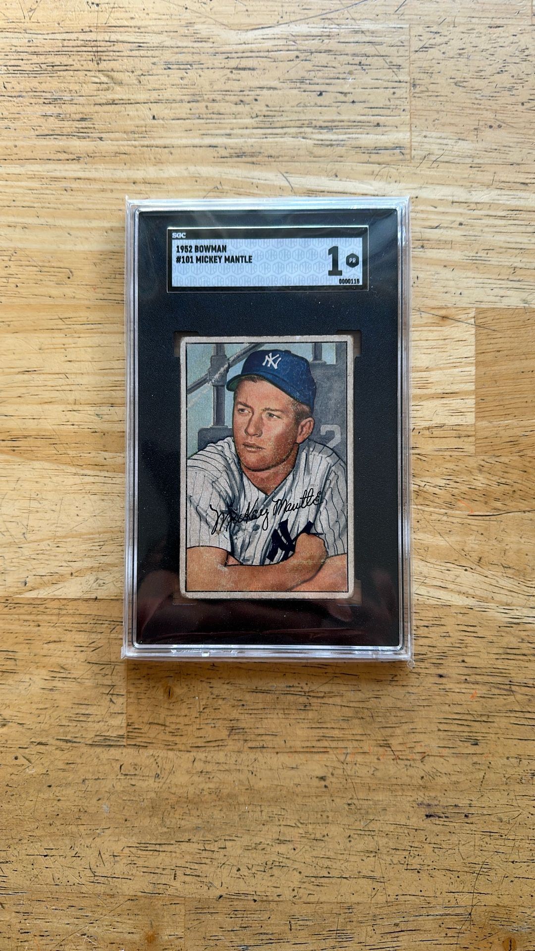 1952 Bowman Baseball Card#101 Mickey Mantle (SGC 1) Nice Registration!
