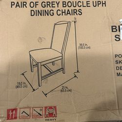 New Pair Of Gray Boucle Uph Dining Chairs 