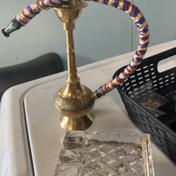 My Favorite Ash Tray , Gold Plated Cat With Crystal 
