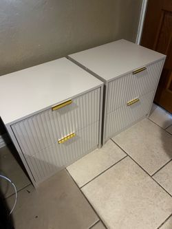 Night stands beige fluted drawers new