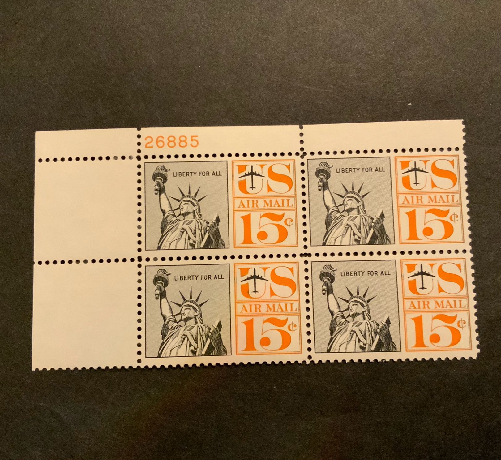 Statue of Liberty Air Mail Stamps 4 Block