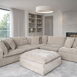 Sereen 6-piece Fabric Modular Sectional Sofa, Taupe