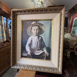 Mid Century oil on hardboard portrait