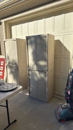 Tall Plastic Storage Cabinet with Doors