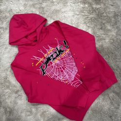 pink sp5der hoodie (size large)