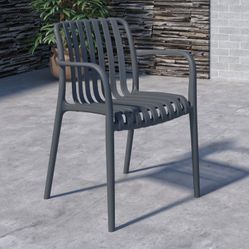 Brand New Grey Dining Chair Made Of High-Quality Resin, Outdoor & Patio Furniture