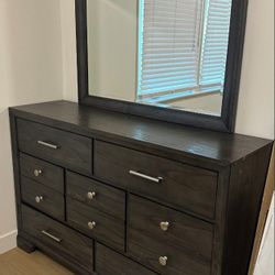 Dark Wood Dresser/ Mirror