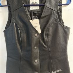 Harley Davidson Women’s Leather Motorcycle Vest Black Size Small 