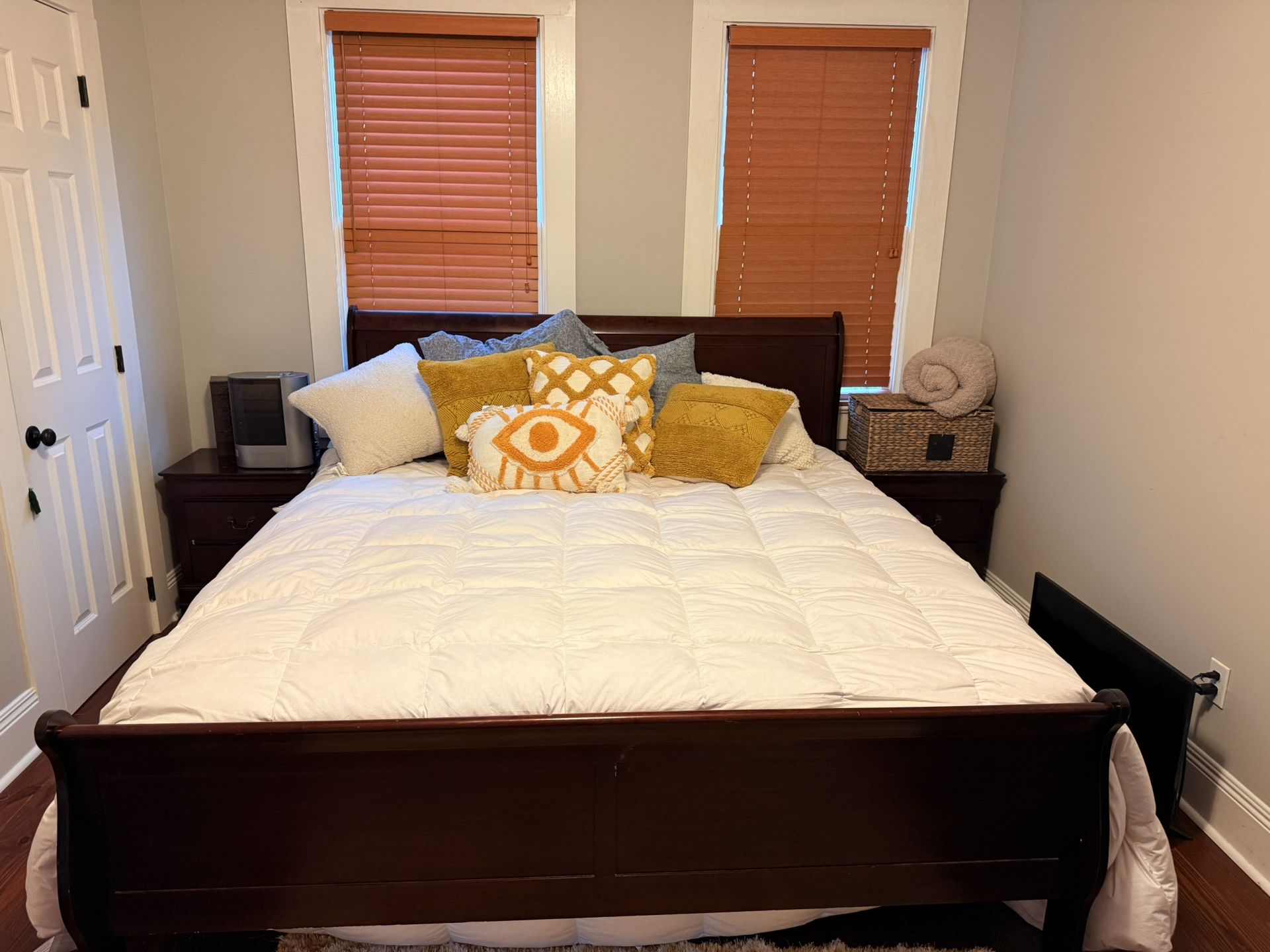 King Bed Frame And 2 Night Stands(Mattress sold)
