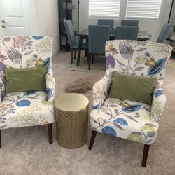 2 Floral Accent Armchairs