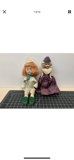 Vintage Dolls - Ginny Vogue Doll and plastic Molded Arts Co Purple Dress 6-7” Tall