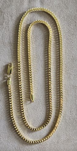 Semi Solid Gold Over Silver Franco Chain 22" 4MM 