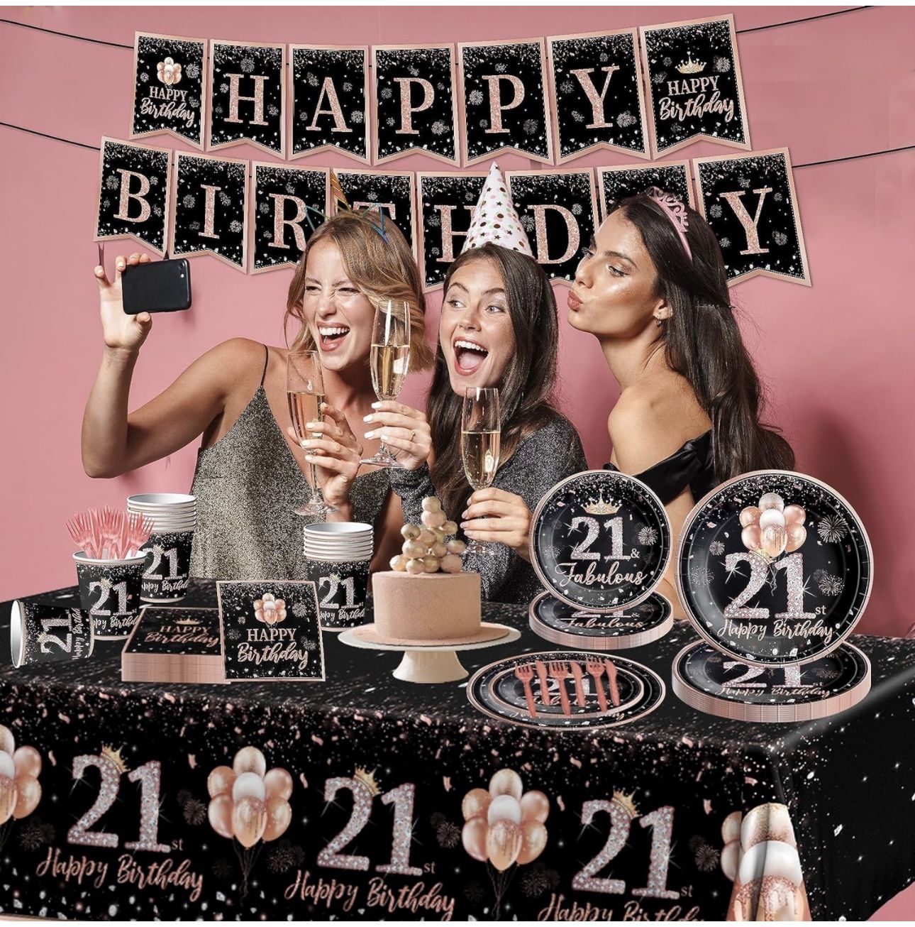 21st Birthday Rose Gold Party Supplies **FINAL SALE**