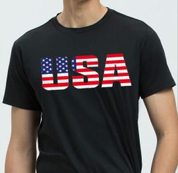 Black T-shirt with USA flag design