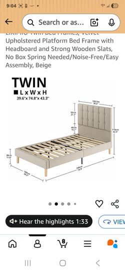 Twin bed with matress