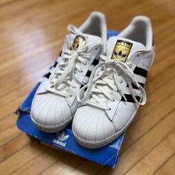 Adidas Originals Superstar Sneakers White/Black/Gold Men’s Sz. 10