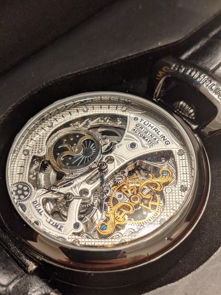Stuhrling Emperor's Grand DT 3920 Automatic 46mm Skeleton in excellent condition