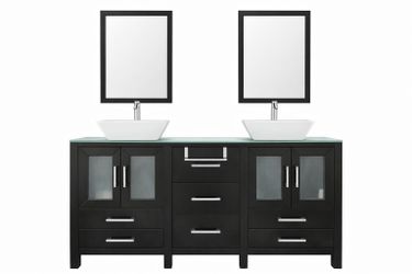 60-Inch Double Sink Bathroom Vanity – Modern Espresso Finish